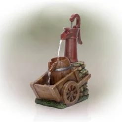 24" Vintage Red Water Pump With Wheelbarrow Fountain Small - Alpine Corporation -Northlight Shop GUEST bea526b5 fa2b 4c4f 8f7e 869b6c7a6759