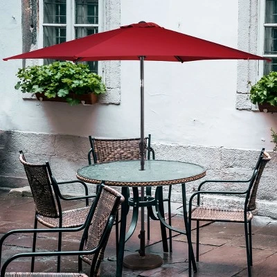Costway 9FT Patio Umbrella Patio Market Steel Tilt W/ Crank Outdoor Yard Garden Burgundy 2 Costway 9FT Patio Umbrella Patio Market Steel Tilt W/ Crank Outdoor Yard Garden Burgundy - Image 2
