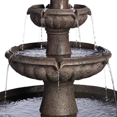 John Timberland Italian Style 3 Tier Outdoor Floor Water Fountain With Light LED 43" High Gray Faux Stone Garden Patio Backyard 3 John Timberland Italian Style 3 Tier Outdoor Floor Water Fountain With Light LED 43" High Gray Faux Stone Garden Patio Backyard - Image 3