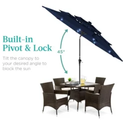 Best Choice Products 10ft 3-Tier Solar Patio Umbrella W/ 24 LED Lights, Tilt Adjustment, Easy Crank -Northlight Shop GUEST c14ff5bf c8f6 4915 aa7f b6e06b018694