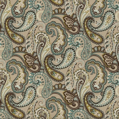 2pc Outdoor Wicker Seat Cushions Tamara Paisley Blue/Brown - Pillow Perfect 2 2pc Outdoor Wicker Seat Cushions Tamara Paisley Blue/Brown - Pillow Perfect - Image 2