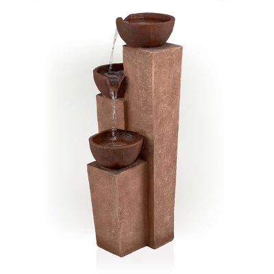 35" Stone Resin Layered Tiering Pots Fountain Copper - Alpine Corporation 2 35" Stone Resin Layered Tiering Pots Fountain Copper - Alpine Corporation - Image 2