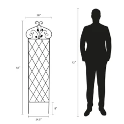 Garden Trellis For Climbing Plants - 63-Inch Decorative Lattice Metal Panel For Vines, Roses, Vegetables, Berries, And Flowers By Pure Garden (Black)