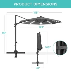 Best Choice Products 10ft 360-Degree Solar LED Cantilever Patio Umbrella, Outdoor Hanging Shade W/ Lights -Northlight Shop GUEST c4a5049e b7a6 4efe a7c0 5edbc7f8b0bf