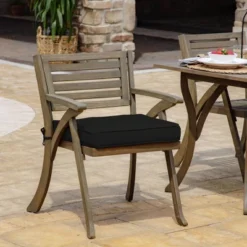 20" X 20" ProFoam Outdoor Dining Seat Cushion Onyx Black - Arden Selections