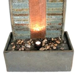 Sunnydaze Decor Sunnydaze 48"H Electric Natural Slate With Copper Accents Rippled Column Outdoor Water Fountain With LED Spotlight -Northlight Shop GUEST c6aadbab d36e 4a8b b65a 0781679e2637