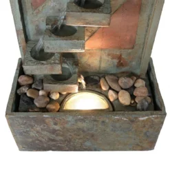 Sunnydaze Decor Sunnydaze 48"H Electric Natural Slate And Copper Accents Descending Staircase Outdoor Water Fountain With LED Light -Northlight Shop GUEST c7e494c0 141c 406a 97f5 5b0ea60e3c28