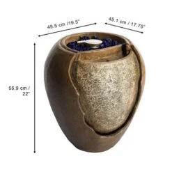 Teamson Home Outdoor 22 Inch Water Fountain Pot With Fire Pit And Fire Glass, Brown -Northlight Shop GUEST c96c85b9 bac9 4b78 ba58 617556979671