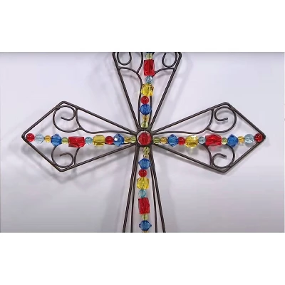 41" Metal Diamond Jeweled Cross Yard Stake - Ultimate Innovations 2 41" Metal Diamond Jeweled Cross Yard Stake - Ultimate Innovations - Image 2