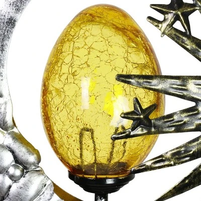 38" Metal Solar Sun And Moon Garden Stake - Exhart 5 38" Metal Solar Sun And Moon Garden Stake - Exhart - Image 5