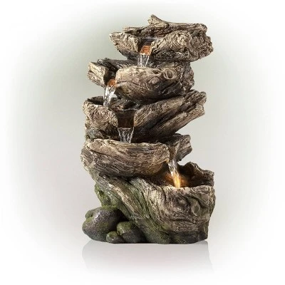 11" Rainforest Five Tier Cascading Fountain With LED Light Gray - Alpine Corporation 3 11" Rainforest Five Tier Cascading Fountain With LED Light Gray - Alpine Corporation - Image 3