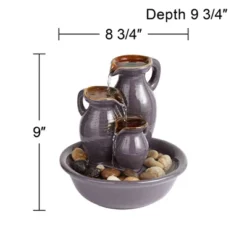 John Timberland Triple Jug Rustic Zen Cascading Indoor Tabletop Water Fountain 9" For Table Office Desk Home Bedroom House Living Room Relaxation -Northlight Shop GUEST cb27571d 61aa 45e5 9670 b24ddb20337e