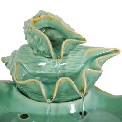 Sunnydaze Decor Sunnydaze Indoor Home Decorative Stacked Tiered Seashells Tabletop Water Fountain Feature - 7" - Green 2 Sunnydaze Decor Sunnydaze Indoor Home Decorative Stacked Tiered Seashells Tabletop Water Fountain Feature - 7" - Green - Image 2