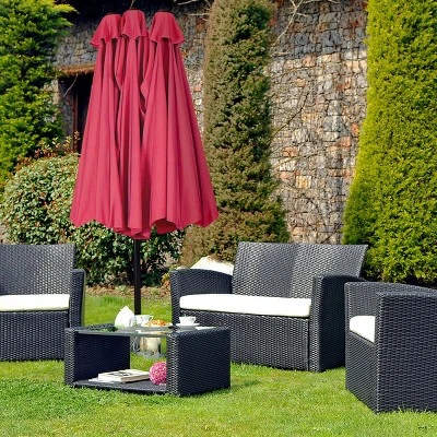 Tangkula 15 Ft Outdoor Patio Umbrella Double-Sided Shade Offset Wine Red 2 Tangkula 15 Ft Outdoor Patio Umbrella Double-Sided Shade Offset Wine Red - Image 2