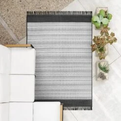 7' X 10' Outdoor Rug Striped Fringe Black - Project 62™ 5 7' X 10' Outdoor Rug Striped Fringe Black - Project 62™ -Northlight Shop GUEST cd564f5b 1bfc 4256 a3d9 97e6d89b24db