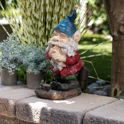15" Polyresin Gnome Smiling Statue - Alpine Corporation 1 15" Polyresin Gnome Smiling Statue - Alpine Corporation