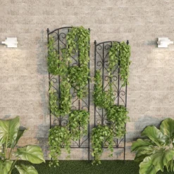 Garden Trellis - Set Of 2 Metal Panels With Decorative Scrolls - Fencing For Climbing Vines, Roses, Potted Plants, And Flowers By Pure Garden (Black) -Northlight Shop GUEST cfd40385 32f4 4598 aa5b 692c94ca71b6