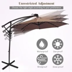 Costway 10FT Patio Offset Umbrella Solar LED 360degrees Rotation Brown -Northlight Shop GUEST d028001f 20f3 4d2a be0c 4d9cc2ece448