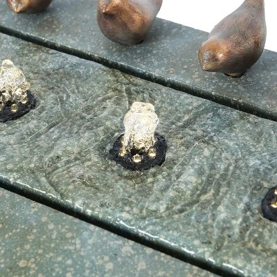 LuxenHome Patina Resin Rectangular Bubbler Outdoor Fountain With LED Lights And Bronze Birds 4 LuxenHome Patina Resin Rectangular Bubbler Outdoor Fountain With LED Lights And Bronze Birds - Image 4