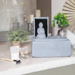 Buddha Bonsai Garden Tabletop Fountain With LED Light - Alpine Corporation -Northlight Shop GUEST d5184915 4fd5 4d04 aec9 25671a97b120