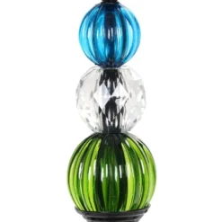 29.5" Crackle Glass Solar Ball And Beaded Stake Blue - Exhart -Northlight Shop GUEST d6d8c3f9 e569 4d68 8308 14120dfe43ed