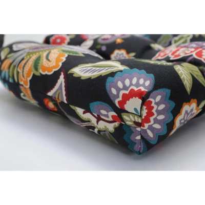 44" X 19" Outdoor/Indoor Wicker Loveseat Cushion Telfair Midnight Black - Pillow Perfect 1 44" X 19" Outdoor/Indoor Wicker Loveseat Cushion Telfair Midnight Black - Pillow Perfect