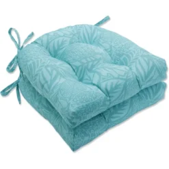 Set Of 2 Outdoor/Indoor Reversible Chair Pads Blue - Pillow Perfect -Northlight Shop GUEST da811e7a f5d7 402e 9d58 9b55631c21c1