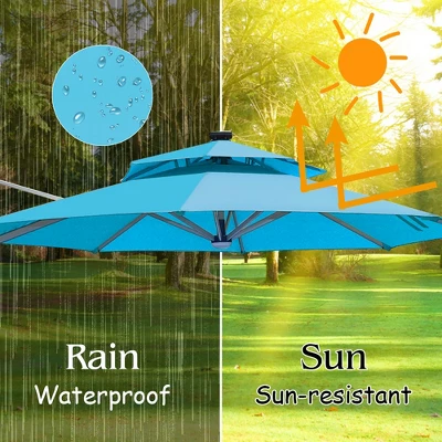Costway 10ft Solar LED Patio Umbrella 360Degree Rotation W/USB Turquoise 7 Costway 10ft Solar LED Patio Umbrella 360Degree Rotation W/USB Turquoise - Image 7