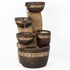 LuxenHome Brown Resin Tiered Bowls And Pot Outdoor Fountain -Northlight Shop GUEST dcdaed7a 964c 4fb7 8ace 2475efda8775