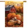 Welcome Fall Puppies House Flag Autumn Pumpkin Farm 28" X 40" Briarwood Lane