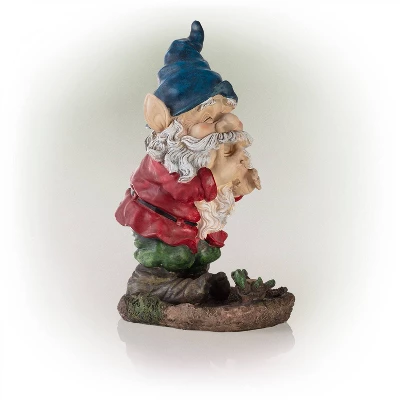 15" Polyresin Gnome Smiling Statue - Alpine Corporation 2 15" Polyresin Gnome Smiling Statue - Alpine Corporation - Image 2