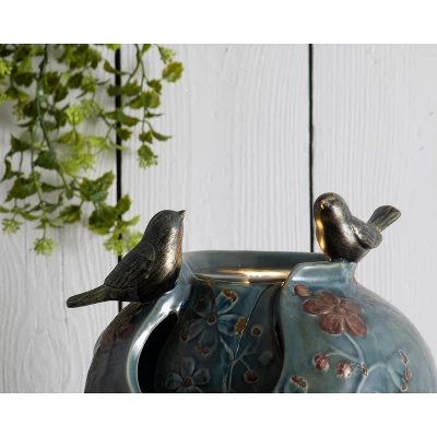 Blue Verdigris Bird Indoor Water Fountain With LED Light And Pump - Foreside Home & Garden 7 Blue Verdigris Bird Indoor Water Fountain With LED Light And Pump - Foreside Home & Garden - Image 7