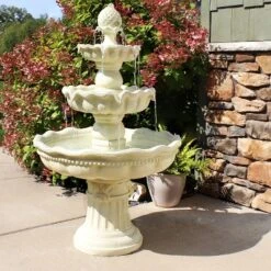Sunnydaze Decor Sunnydaze 51"H Electric Polyresin And Fiberglass 3-Tier Pineapple Top Outdoor Water Fountain