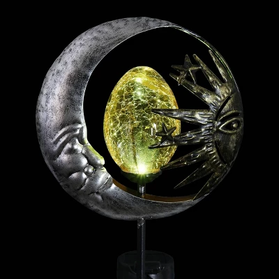 38" Metal Solar Sun And Moon Garden Stake - Exhart 10 38" Metal Solar Sun And Moon Garden Stake - Exhart - Image 10