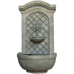 Sunnydaze Decor Sunnydaze 31"H Solar-Powered With Battery Pack Polystone Rosette Leaf Outdoor Wall-Mount Fountain -Northlight Shop GUEST e62b2af7 43e4 44c0 a472 8155e19ccc5f