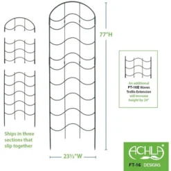 Achla Designs FT-16 23.5 Inch Wide 77 Inch Tall Waves Decorative Wrought Iron 3 Piece Garden Lattice Trellis With Extension For Climbing Plants, Black -Northlight Shop GUEST e81c5544 a6e8 443d 8d50 6778d7aa3777