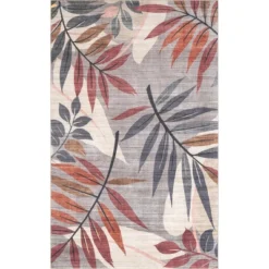 NulOOM Mayra Tropical Leaves Machine Washable Indoor/Outdoor Patio Area Rug -Northlight Shop GUEST e85cc71c 7caa 4076 8cae b70a7359fced
