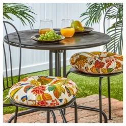 Set Of Two 15" Esprit Floral Outdoor Bistro Chair Cushions - Kensington Garden