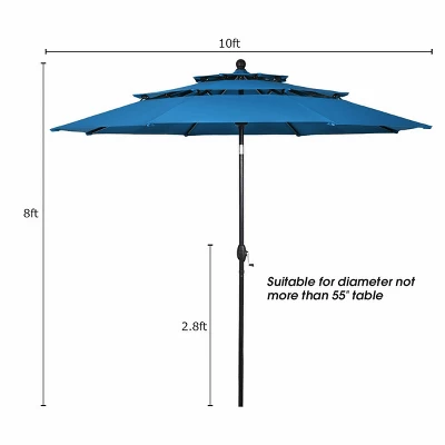 Tangkula Patio Market 10ft 3 Tier Umbrella Double Vented Aluminum Sunshade Shelter 4 Tangkula Patio Market 10ft 3 Tier Umbrella Double Vented Aluminum Sunshade Shelter - Image 4
