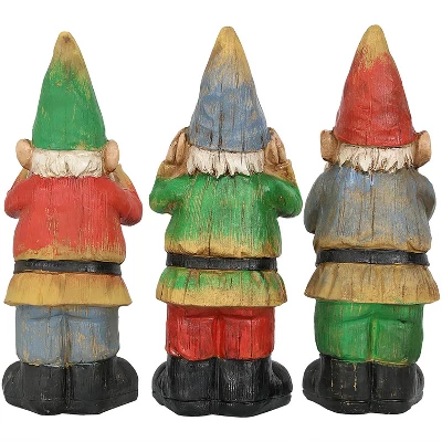 Sunnydaze Decor Sunnydaze Three Wise Garden Gnomes Hear, Speak, See No Evil Indoor/Outdoor Lawn Statue Set - 12" H - 3-Piece Set 5 Sunnydaze Decor Sunnydaze Three Wise Garden Gnomes Hear, Speak, See No Evil Indoor/Outdoor Lawn Statue Set - 12" H - 3-Piece Set - Image 5