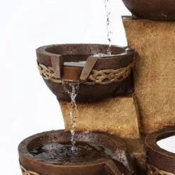 LuxenHome Brown Resin Tiered Bowls And Pot Outdoor Fountain -Northlight Shop GUEST f1a868bd a019 422e a0ee e6bbd29d690f