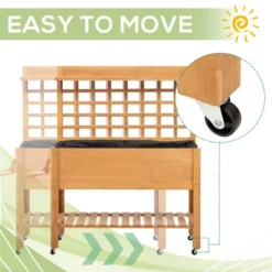 Outsunny 41'' Raised Garden Bed Mobile Elevated Wooden Planter Box Stand With Wheels, Trellis And Storage Shelf, Brown -Northlight Shop GUEST f1be1d11 23ea 4c99 adca 0ea8443b72c4