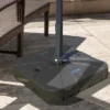 Outsunny Square Cantilever Patio Umbrella Base With 4 Wheels For Easy Moving, Heavy Duty Umbrella Stand, Coffee