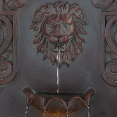 John Timberland Lion Head Rustic 2 Tier Outdoor Wall Water Fountain With LED Light 31 1/2" For Yard Garden Patio Home Deck Porch Exterior Balcony 2 John Timberland Lion Head Rustic 2 Tier Outdoor Wall Water Fountain With LED Light 31 1/2" For Yard Garden Patio Home Deck Porch Exterior Balcony - Image 2
