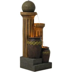 John Timberland Sphere Jugs And Column Rustic Cascading Outdoor Floor Water Fountain With LED Light 50" For Yard Garden Patio Home Deck Porch House -Northlight Shop GUEST f3f1b4c6 8ae0 427c 8fac 1a5faa38c3ba