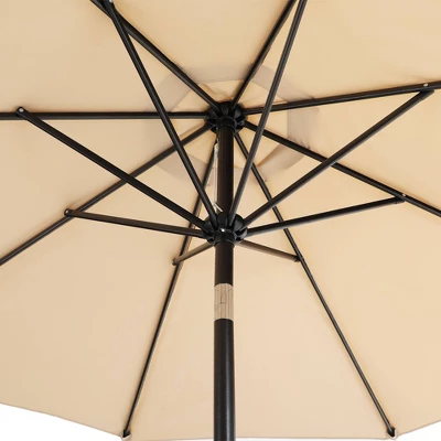 9' X 9' Outdoor Patio Market Umbrella With Push Button Tilt Crank - Captiva Designs 3 9' X 9' Outdoor Patio Market Umbrella With Push Button Tilt Crank - Captiva Designs - Image 3