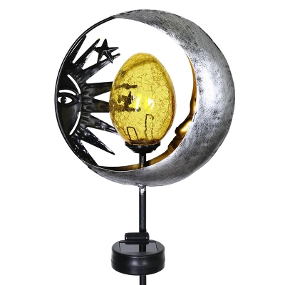 38" Metal Solar Sun And Moon Garden Stake - Exhart 8 38" Metal Solar Sun And Moon Garden Stake - Exhart - Image 8