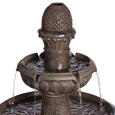 John Timberland Italian Style 3 Tier Outdoor Floor Water Fountain With Light LED 43" High Gray Faux Stone Garden Patio Backyard 2 John Timberland Italian Style 3 Tier Outdoor Floor Water Fountain With Light LED 43" High Gray Faux Stone Garden Patio Backyard - Image 2
