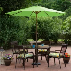Northlight 9ft Outdoor Patio Market Umbrella With Hand Crank And Tilt, Lime Green