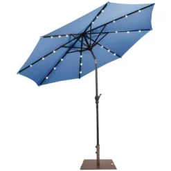 Costway 10ft Solar Lights Patio Umbrella Outdoor W/ 50 LBS Movable Umbrella Stand Red -Northlight Shop GUEST fb398007 c551 4771 a605 369fe302b0cc